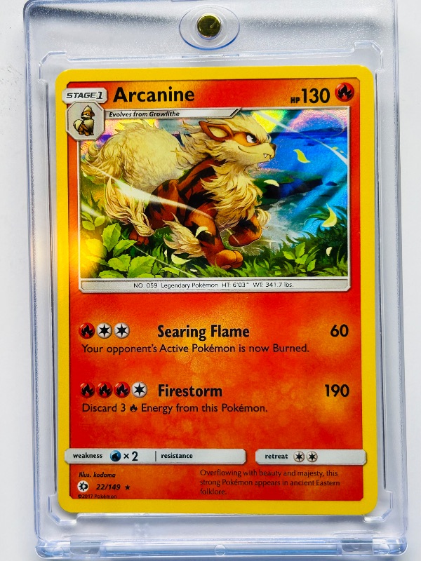 Photo 1 of 025589…holo Arcanine  Pokémon card in hard plastic case
