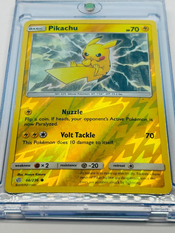 Photo 1 of 025590…Reverse holo Pikachu  Pokémon card in hard plastic case