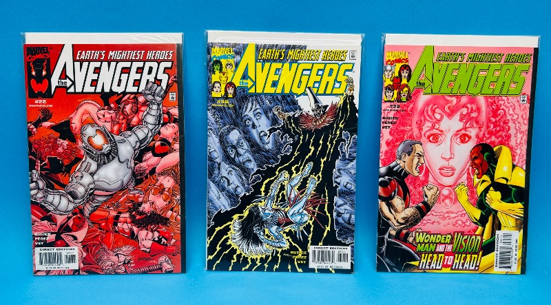 Photo 1 of 025639…3 avengers  comics in plastic sleeves 