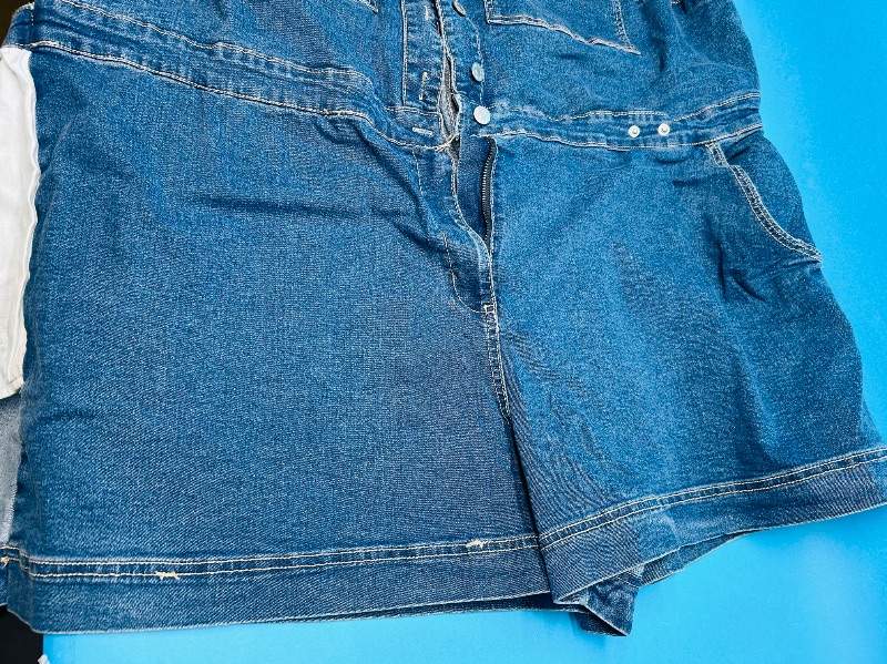 Photo 1 of 025667… size 1X Jean shorts romper  - like new condition 