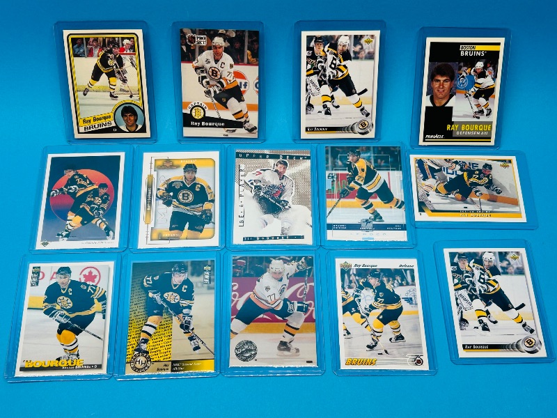 Photo 1 of 025707…14 ray Bourque cards in hard plastic sleeves