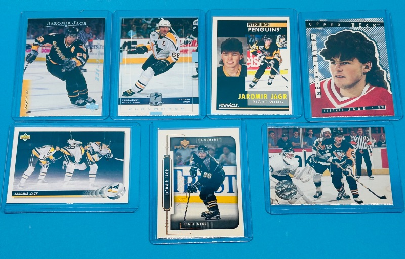 Photo 1 of 025709…7 Jaromir Jagr  cards in hard plastic sleeves 