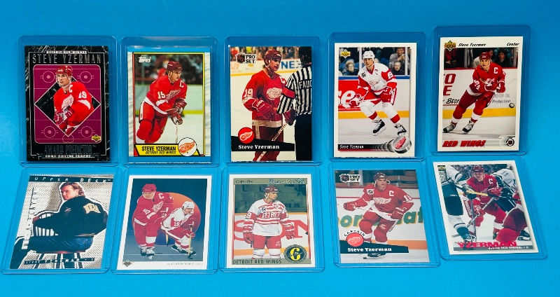Photo 1 of 025711…10 Steve Yzerman cards in hard plastic sleeves