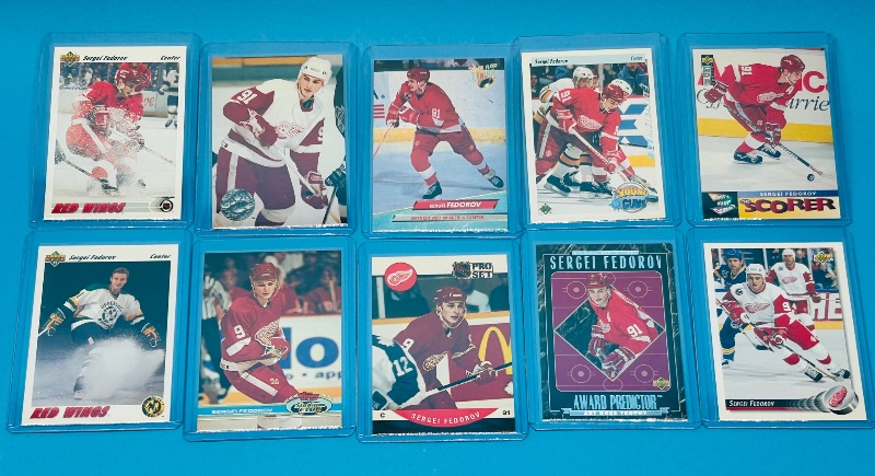 Photo 1 of 025713…10 Sergei Fedorov cards in hard plastic sleeves