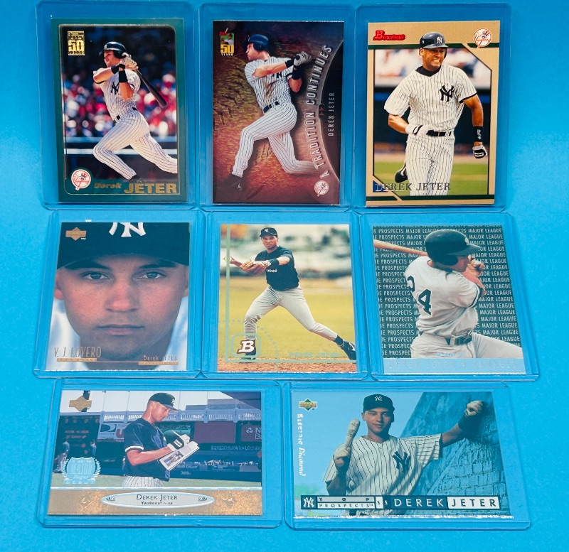 Photo 1 of 025738…8 Derek Jeter cards in hard plastic sleeves