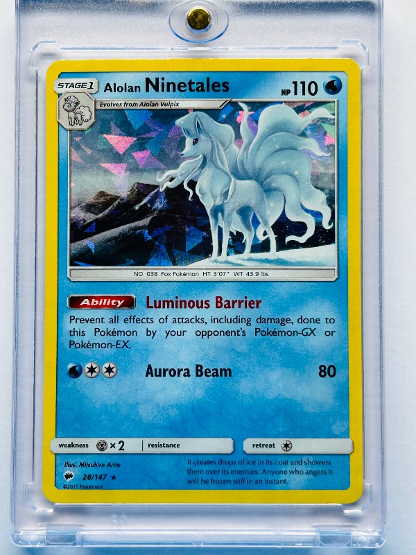 Photo 1 of 025746…Alolan Ninetales holo Pokémon card in hard plastic case 