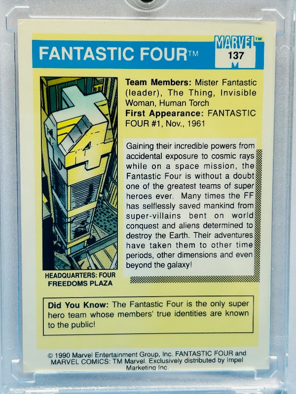 Photo 1 of 025753…Marvel Fantastic Four card 137 in hard plastic case 