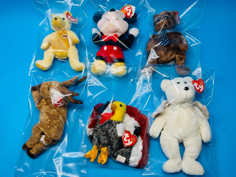 Photo 1 of 025773…6 TY beanie babies in plastic bags 