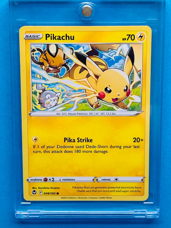 Photo 1 of 025819…Pikachu Pokémon card in hard plastic case