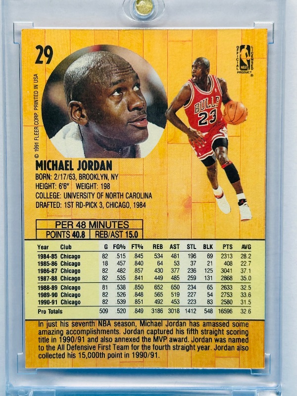 Photo 1 of 025853…Michael Jordan card 29 in hard plastic case