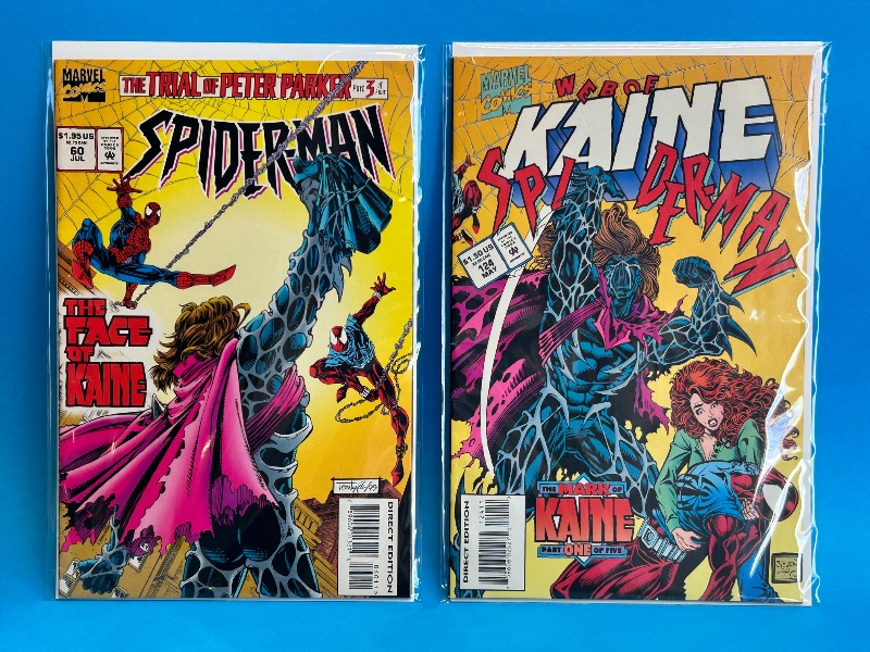 Photo 1 of 025875… 2 Spider-Man comics in plastic sleeves 