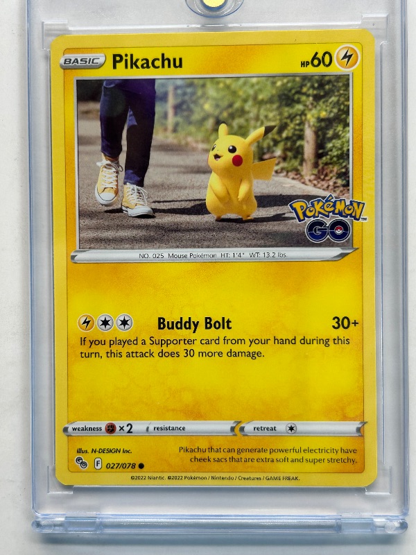 Photo 1 of 025909…Pikachu Pokémon card in hard plastic case