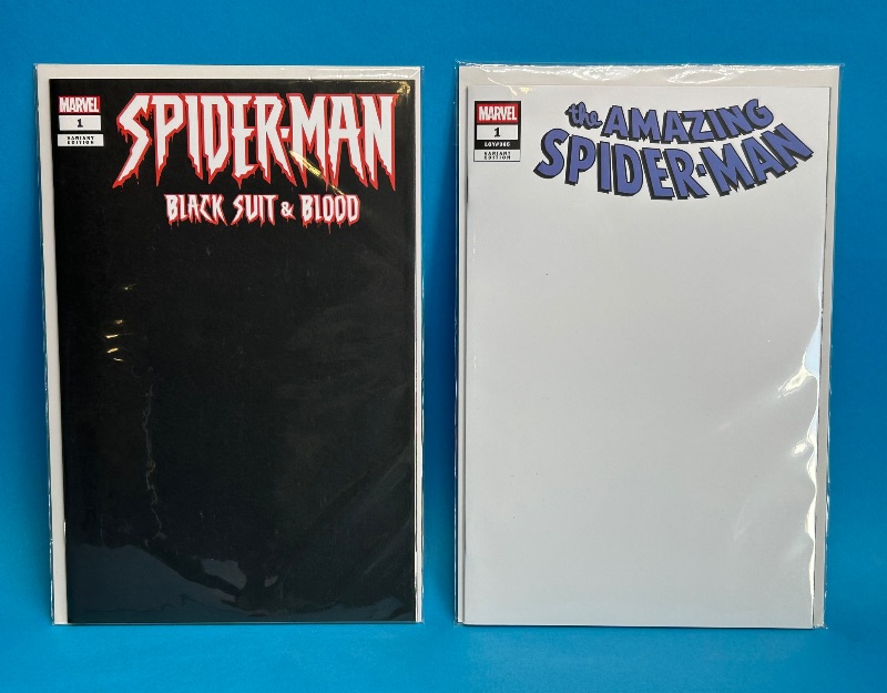Photo 1 of 025980…2 Spider-Man  comics #1’s  black and white in plastic sleeves 