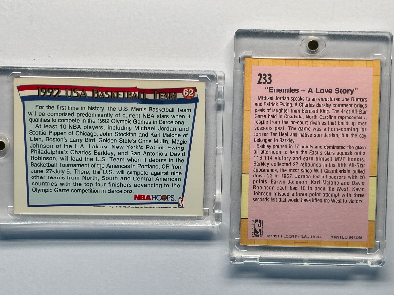 Photo 1 of 026005… 2 all star team cards featuring Michael Jordan in hard plastic cases