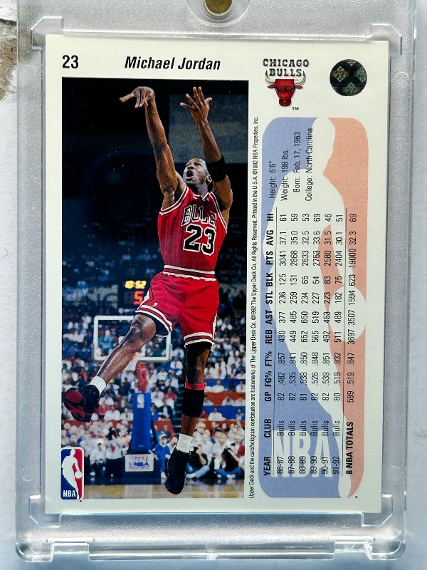 Photo 1 of 026006…Michael Jordan card 23 in hard plastic case