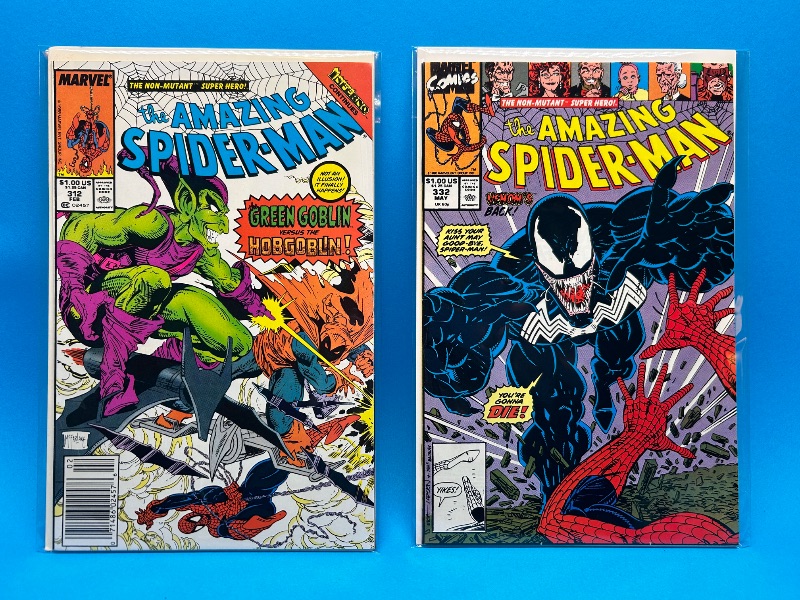 Photo 1 of 026026…2 vintage Spider-Man comics in plastic sleeves 