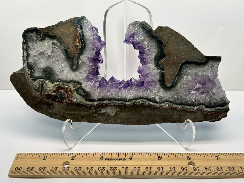 Photo 1 of 026031…large 8” unique amethyst crystal rock with stand 