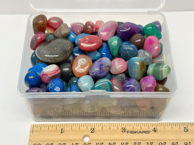 Photo 1 of 026038…small box of polished rocks - 4” container 