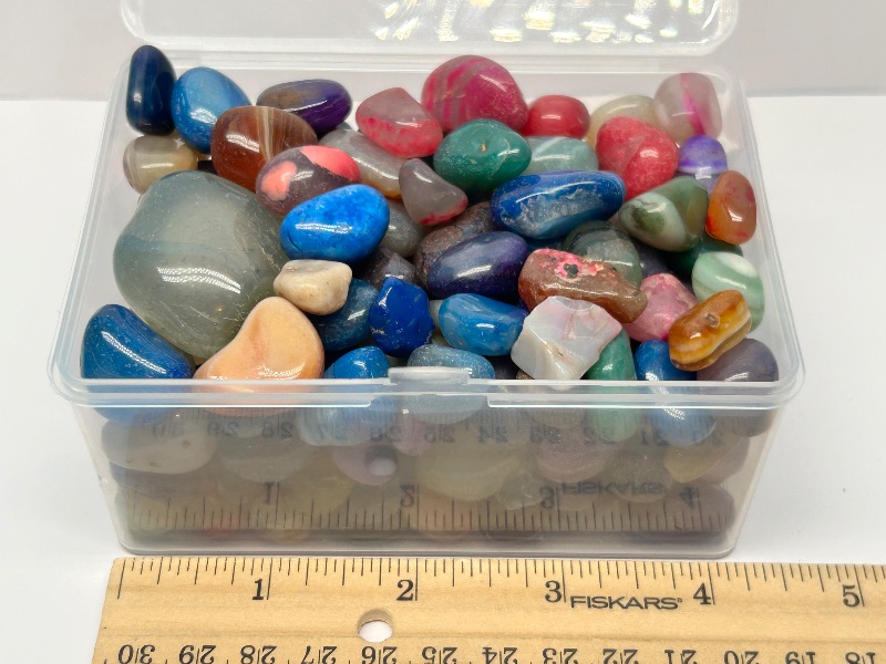 Photo 1 of 026039…small box of polished rocks -4” container 