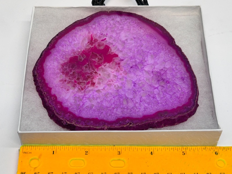 Photo 1 of 026078…6”  agate slice with stand in gift box