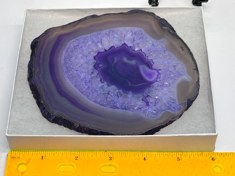 Photo 1 of 026081…6”  agate slice with stand in gift box