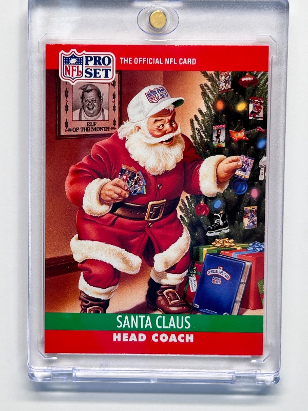 Photo 1 of 026131…Pro Set Santa Claus head coach card in hard plastic case