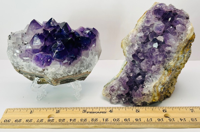Photo 1 of ‘026193…2 amethyst crystal rocks - one on stand