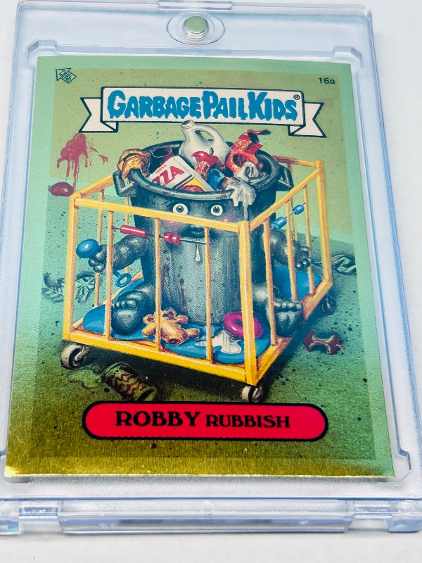 Photo 1 of 026203…gold foil Garbage pail Kids Robby rubbish card in hard plastic case -2004