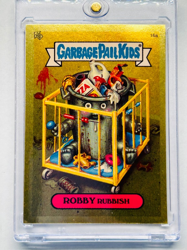 Photo 1 of 026203…gold foil Garbage pail Kids Robby rubbish card in hard plastic case -2004