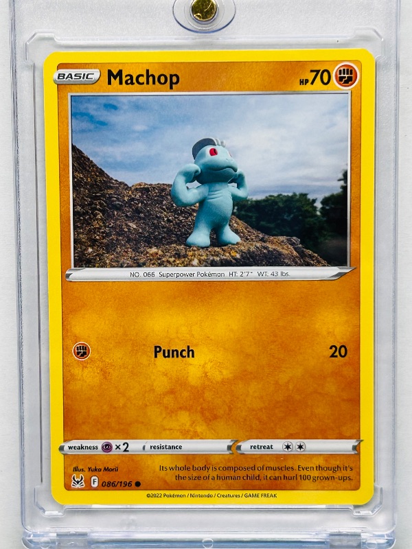 Photo 1 of 026232…Machop Pokemon card in hard plastic case