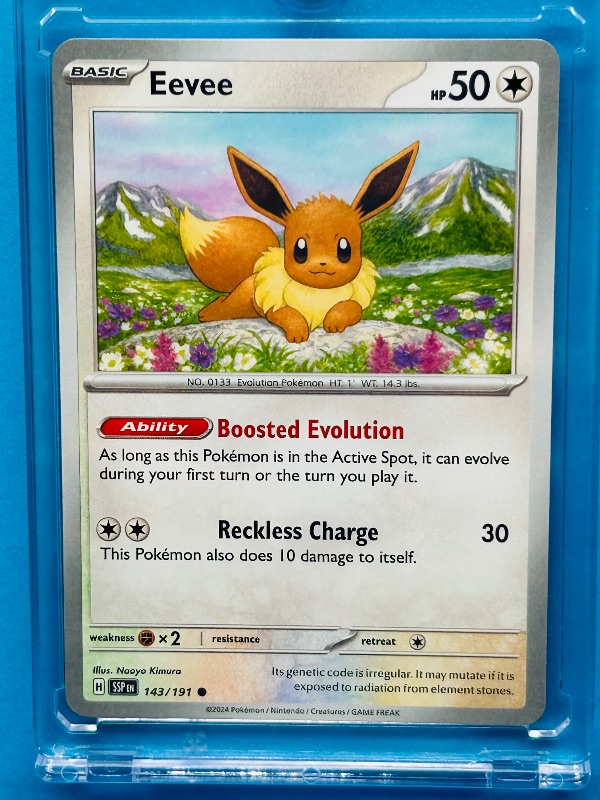 Photo 1 of 026233… Eevee Pokemon card in hard plastic case