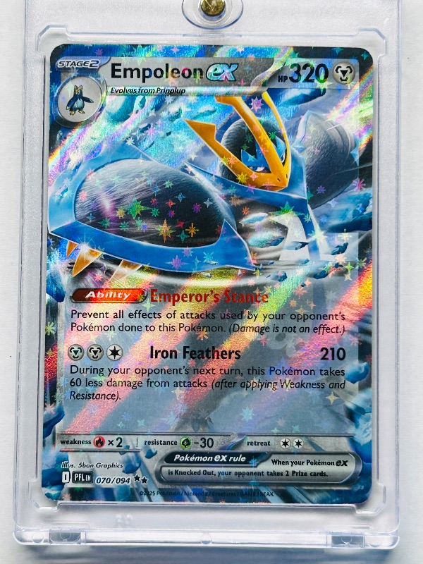 Photo 1 of 026234…holo Empoleon EX Pokemon card in hard plastic case