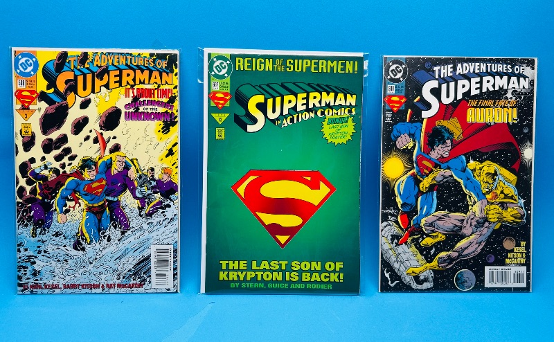 Photo 1 of 026306…3 Superman comics in plastic sleeves 