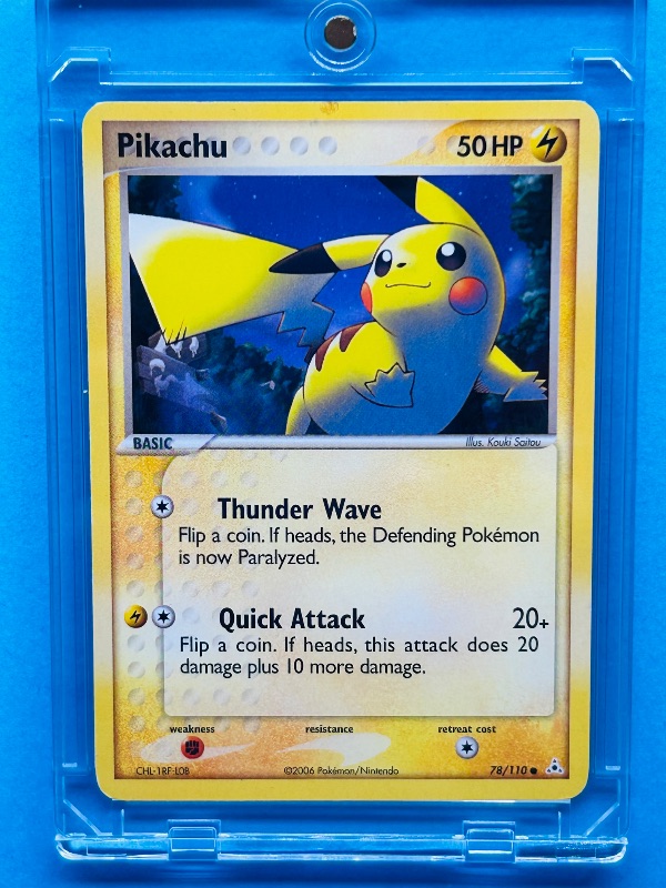 Photo 1 of 026755…Pikachu Pokémon card in hard plastic case 2006
