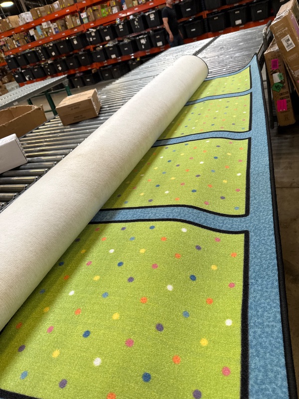 Photo 1 of Flagship Carpets Schoolgirl Style Daisies on Black Criss-Cross Applesauce Educational Area Rug for Kids Room, Children's Classroom, Play Carpet for Teaching and Playroom, 7'6" x 12', Seats 32
