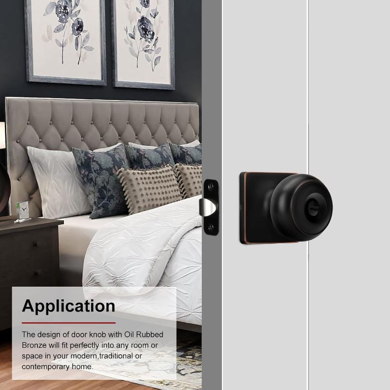Photo 1 of Haidms Oil Rubbed Bronze Door Knobs Interior, Privacy Door Knob Stainless Steel Door Knob for Bathroom, Bedroom, Bronze Door Lock Sets