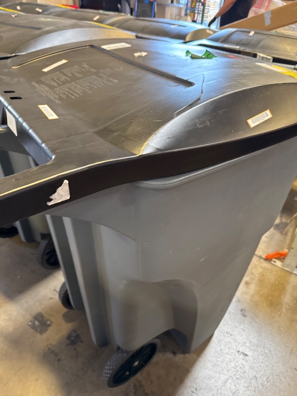 Photo 1 of RUBBERMAID Brute Rollout Waste Container, Square, Polyethylene, 95gal, Gray