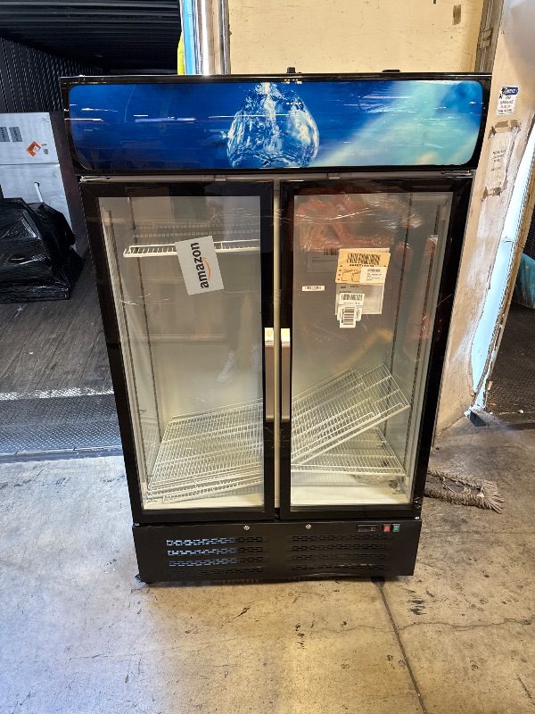 Photo 1 of 28 Cu Ft Commercial Refrigerators 2 Doors,Glass Door Merchandiser Display Beverage Fridge with Front LED Light & Built-in LED Light,1.86kwh/24h Retail Cooler for Shop,Restaurant,Apartment,etc
