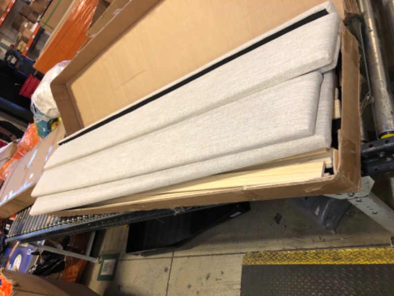 Photo 1 of HOOMIC Bed Frame with Headboard, Fabric Upholstered Platform Bed with Strong Wood Slats Support, Mattress Foundation, No Box Spring Needed, Beige UNKNOWN SIZE