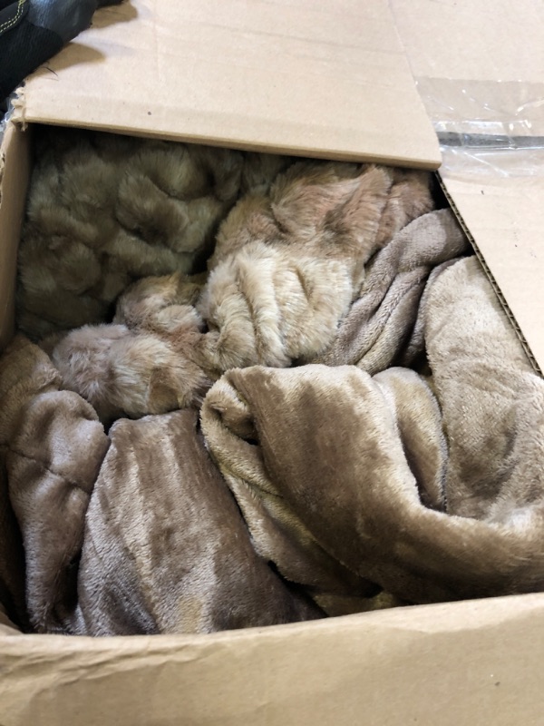 Photo 1 of BENVWE Faux Fur Throw Blanket for Couch - Fluffy Soft Thick Bubble Blanket for Living Room Home Decor - Fathers Day Birthday Gifts for Women Men, Tie-dye Caramel, 50" x 60"
