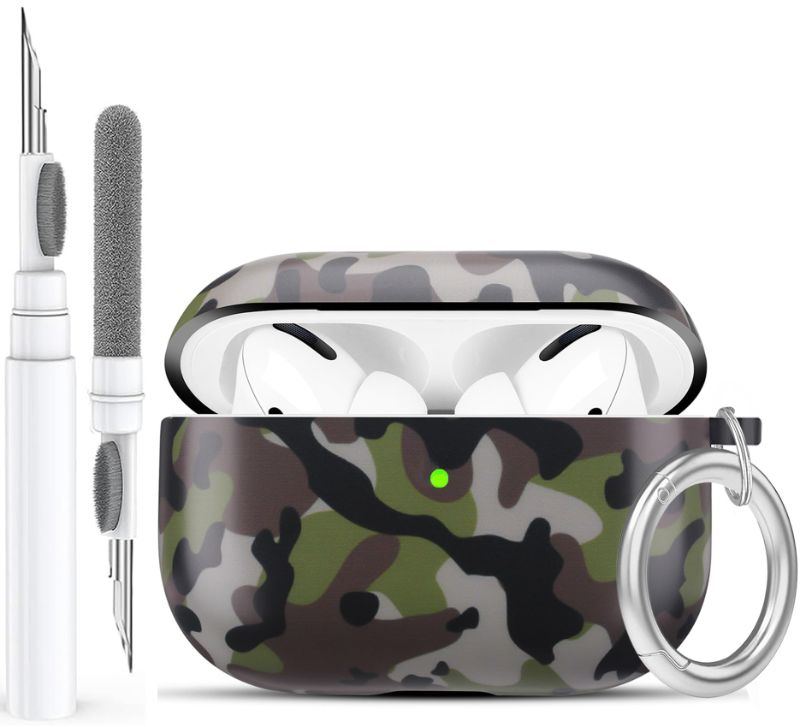 Photo 1 of with Safety Lock for AirPods Pro 2nd/1st Generation Case Cover, Clear AirPod Pro 2 Case Hard iPod Pro Case for Women Girly for AirPod Pro Case (2023 USB-C/2022/2019) -CAMO