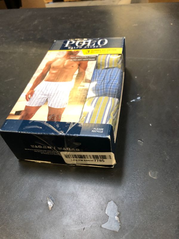 Photo 1 of Polo Ralph Lauren Classic Fit 3 Packaged Woven Boxers GREEN STRIPES (2) & BLUE PLAID LG
