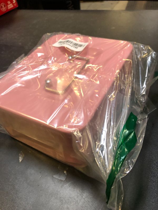 Photo 1 of KYODOLED Medium Cash Box with Combination Lock Safe Metal Money Box with Money Tray for Security Lock Box 7.87x 6.30x 3.54Inch Pink Medium