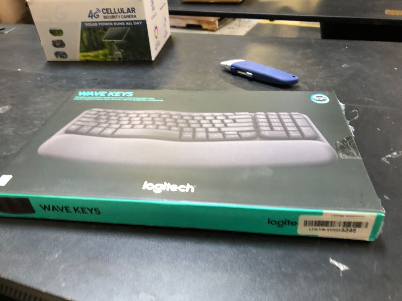 Photo 1 of Logitech Wave Keys Wireless Ergonomic Keyboard with Cushioned Palm Rest, Comfortable Natural Typing, Easy-Switch, Bluetooth, Logi Bolt Receiver, for Multi-OS, Windows/Mac - Graphite
