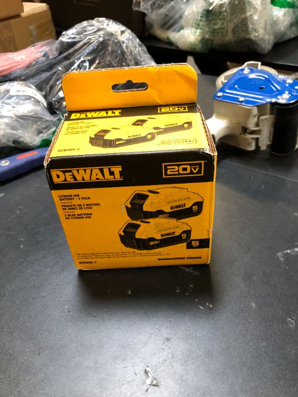 Photo 1 of DEWALT 20V MAX 5 Ah Lithium Ion Battery 2-Pack (DCB205-2)