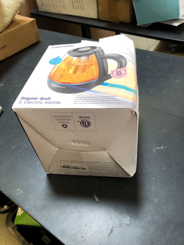 Photo 1 of Chefman Electric Kettle with Tea Infuser, 1L 1500W, Removable Lid for Easy Cleaning, Boil-Dry Protection, Stainless Steel Filter, BPA Free, Auto Shut Off Hot Water Boiler, Small Electric Tea Kettle