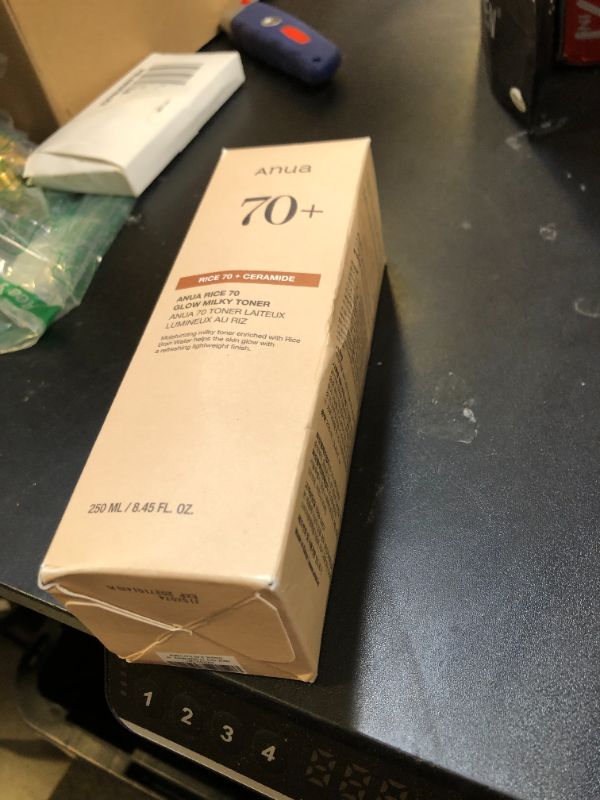Photo 1 of ANUA Rice 70 Glow Milky Toner, for Glass Skin, Rice Water, Niacinamide, Ceramides, Panthenol, Fragrance-Free, Non comedogenic, Fungal Acne Safe, Korean Skin Care, 250ml/8.45fl.oz. EXP 10/14/27
