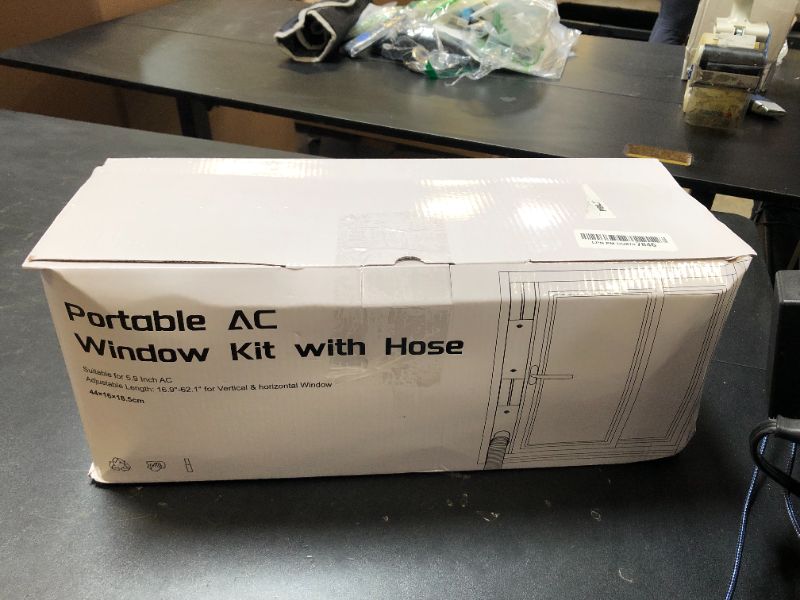 Photo 1 of Kxuhivc Portable Air Conditioner Window Vent Kit, Adjustable Window Seal with 5.9 Inch Diameter, 59 Inch Length Exhaust Hose for A/C Unit Universal for Sliding Horizontal or Vertical Window