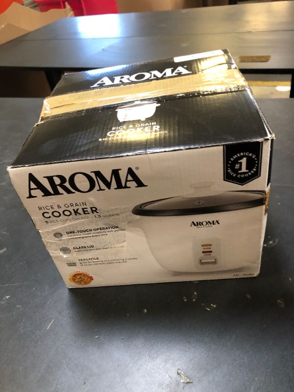Photo 1 of Aroma Housewares Aroma 6-cup (cooked) 1.5 Qt. One Touch Rice Cooker, White (ARC-363NG), 6 cup cooked/ 3 cup uncook/ 1.5 Qt.