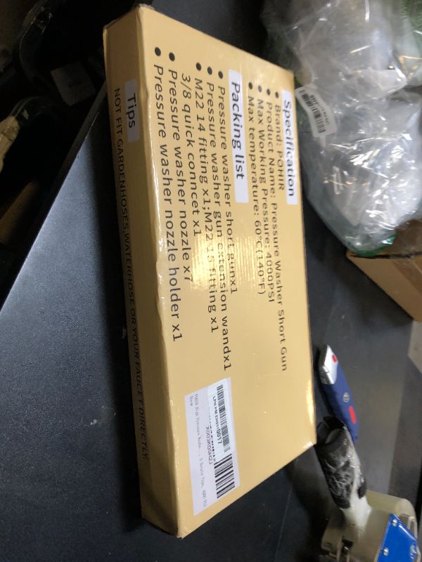 Photo 1 of POHIR Pressure Washer Gun 3600 PSI with 3/8'' Swivel Quick Connect Extension Wand, M22 15mm and M22 14mm Fitting 30 Inch 7 Nozzle Tips, Yellow